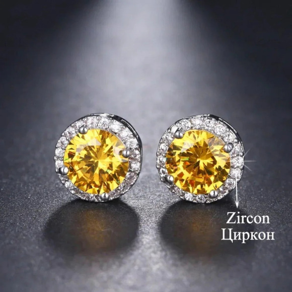"929 Silver Plated CZ Classic Stud Earrings for Women, UNVN12446 - Picture 1 of 3